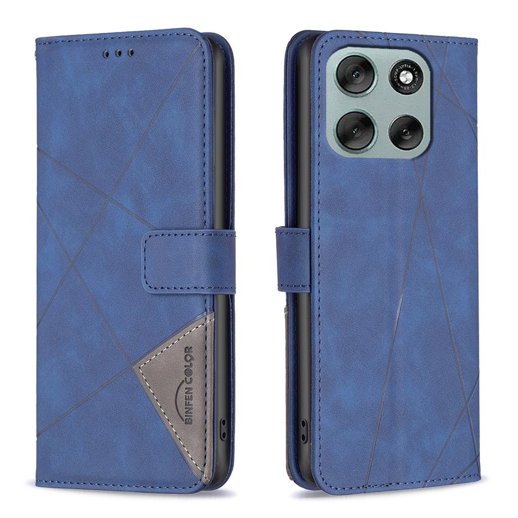 For Motorola Moto G56 5G Phone Case BINFEN COLOR Wallet Stand Geometry Imprinted Leather Cover