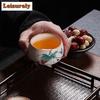 Керамическая чашка для чая, изготовленная вручную в печи Ru, расписанная вручную, чашка с пейзажем, потрескавшаяся от льда глазурь, большая открывающаяся чайная чаша Chazhan Kungfu Tea Set