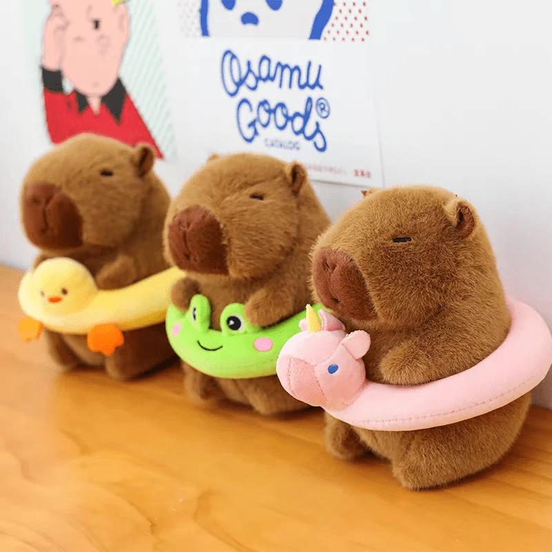 Cute Capybara Swimming Circle Plush Toys – Frog/Duck/Dolphin/Mouse Soft Doll Pillows Birthday Gift & Claw Machine Toys for Kids