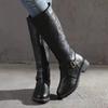 Winter Women's Riding Boots Round Toe Chunky Heel Over-the-Knee High Boots Women's Buckle Platform Shoes Botas Mujer