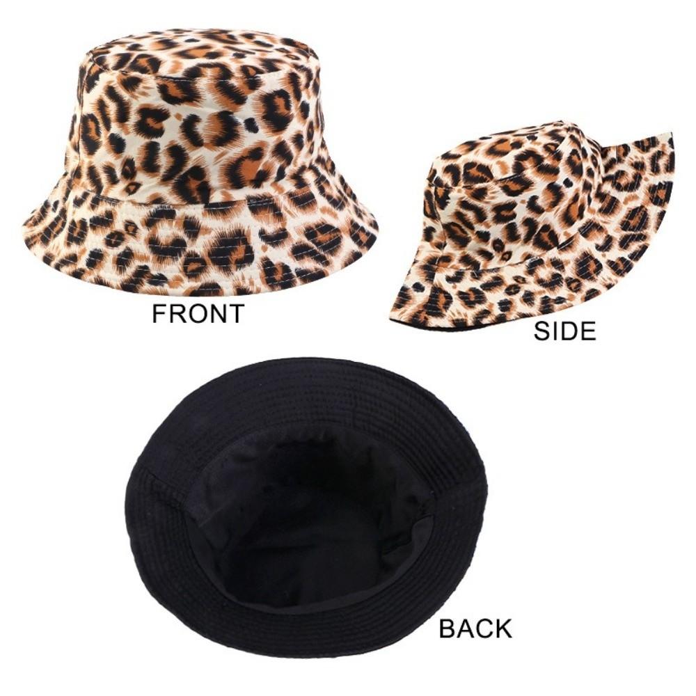 Double-Sided Bucket Hat Leopard Patterned Sun Cap Beach Sun Protect Hat Outdoor Travel