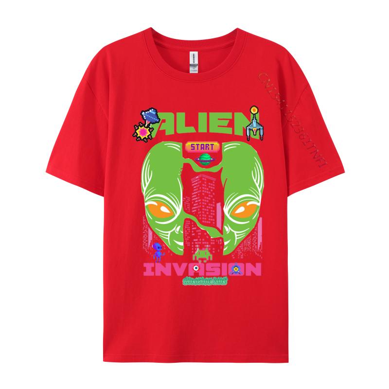 Brand Unisex T Shirt Printed Customized Top Tshirts Alien invasion retro T Shirts Round Collar Free Shipping