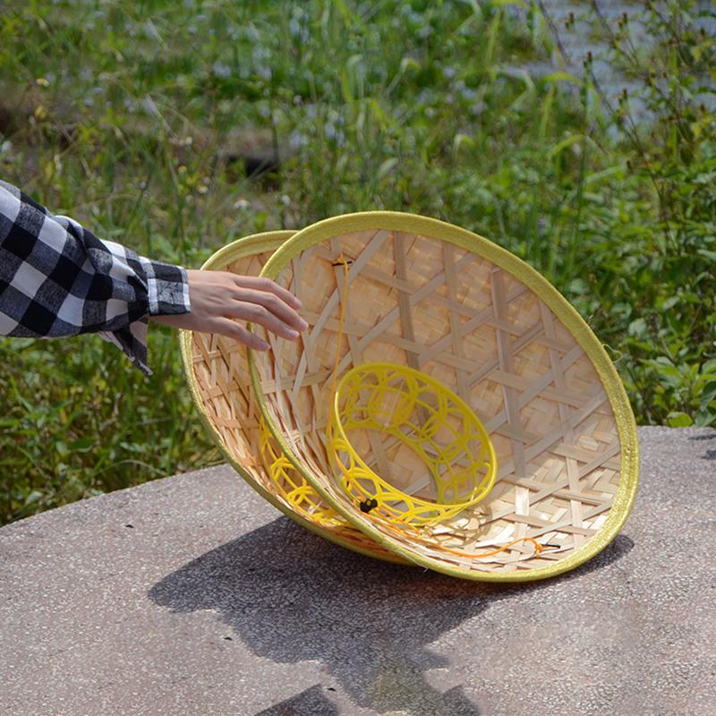 1Pc Chinese Retro Bamboo Rattan Fisherman Hat Handmade Weave Straw Bucket Hat Tourism Rain Dance Props Cone Fishing Sunshade Hat