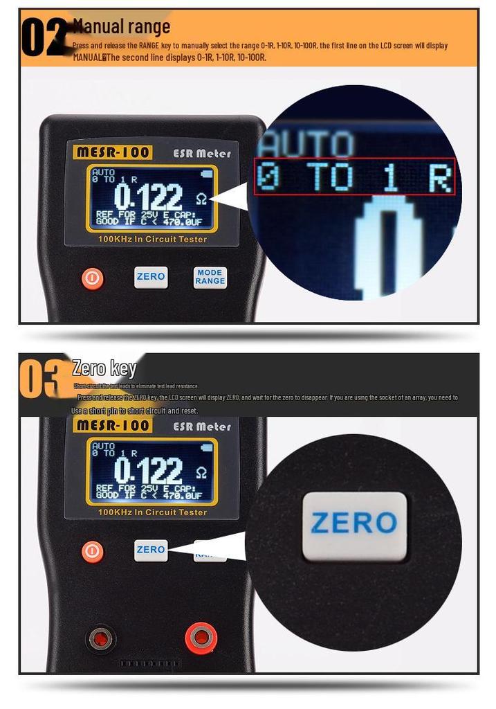 Jingyan MESR-100 High Precision Capacitance & ESR Meter Tester