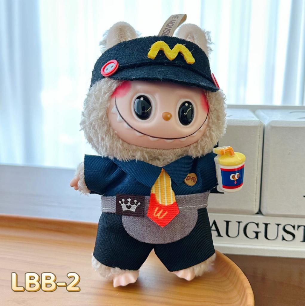 Милый костюм в стиле Медвежонка для кукол Labubu V1/V2 ростом 17 см с кружевными деталями и подвеской Labubu