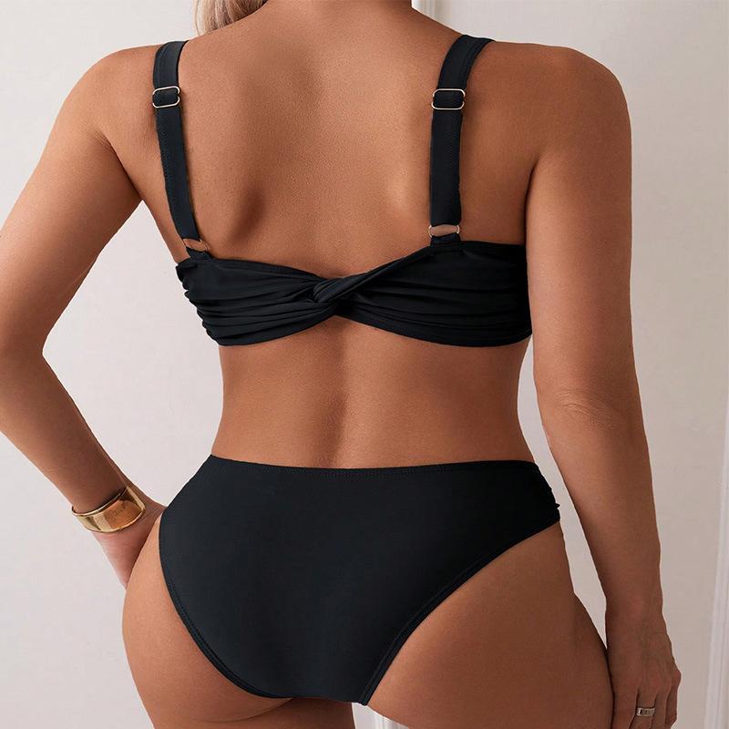 Push Up Bikini Set Swimsuit Women Two Pieces Solid Color High Waist Backless Swimwear Women Summer Bathing Suits