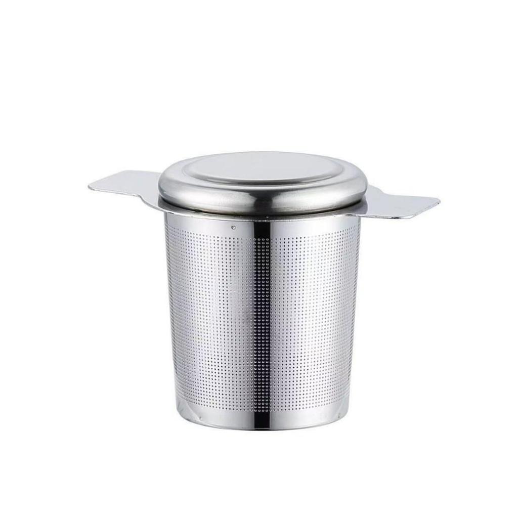 Ситечко для чая и кофе из нержавеющей стали 304 с крышкой и сетчатым фильтром с двумя ушами