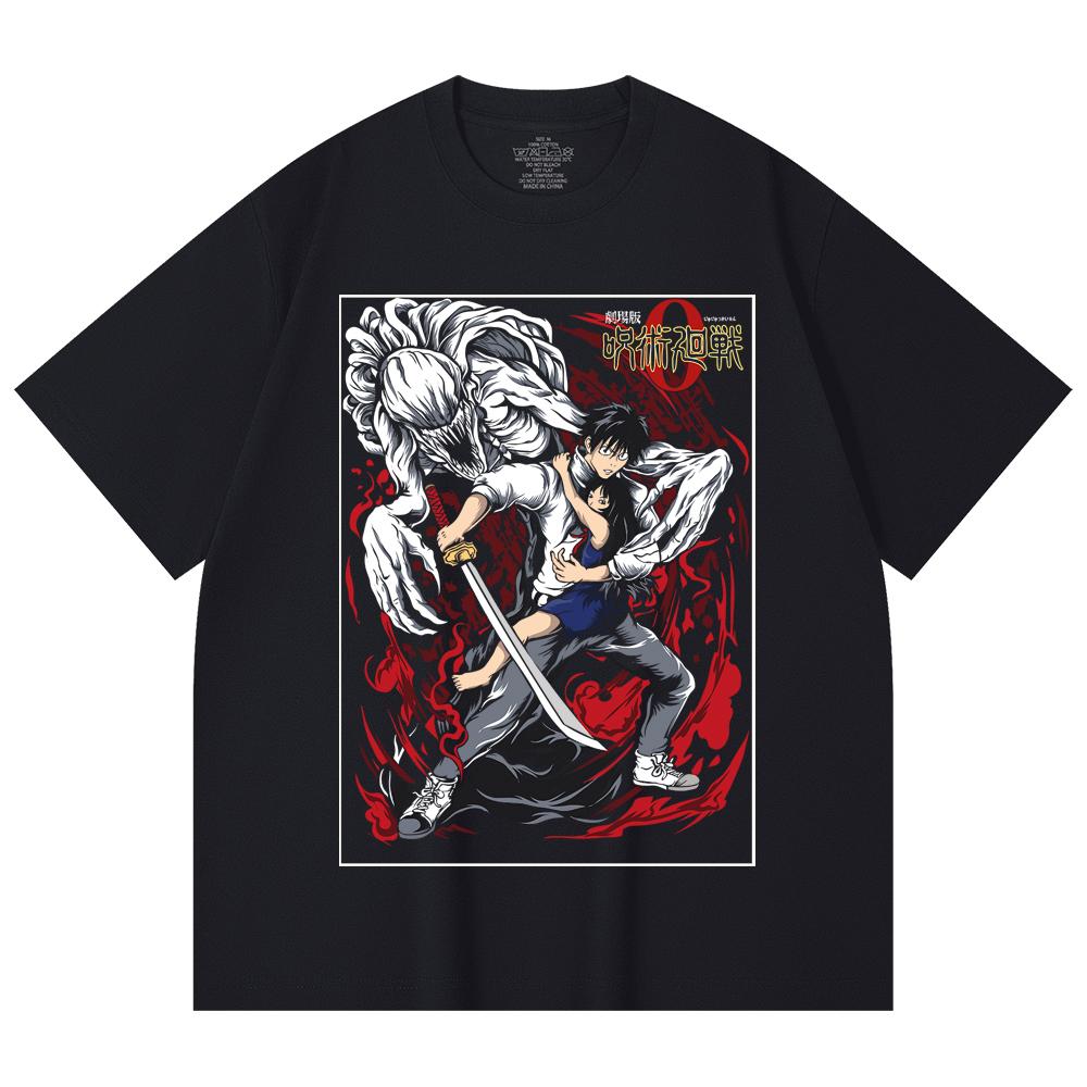 230 г/м² 100% хлопок Jujutsu Kaisen V65 Принт Юта Унисекс Тяжелая хлопковая футболка
