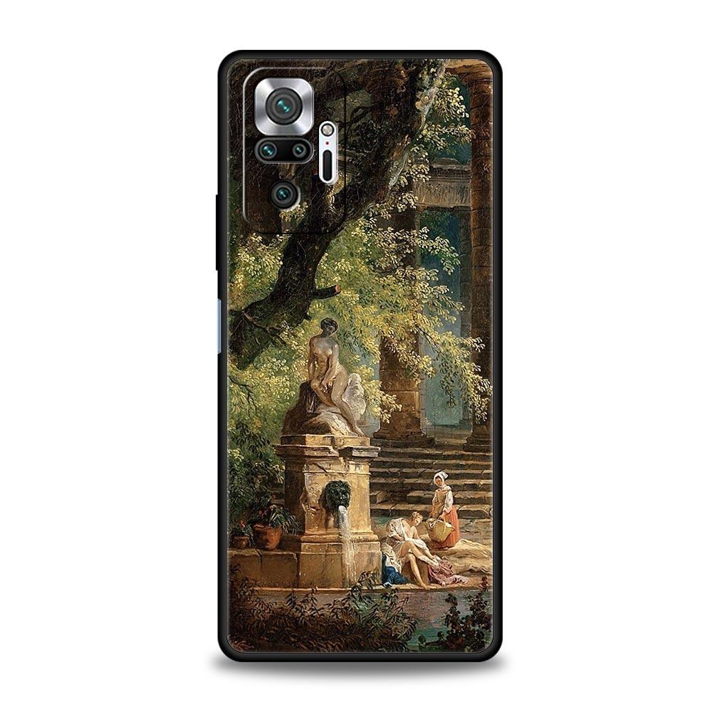 Классический эстетичный арт чехол для телефона для Xiaomi Redmi Note 14 13 5G 10 11 12 Pro Plus 4G 14C 13C 12C 10C Черная крышка
