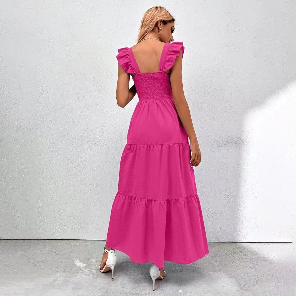 Женское осенне-зимнее однотонное платье без рукавов с квадратным вырезом, повседневное платье трапециевидной формы до щиколотки с высокой талией