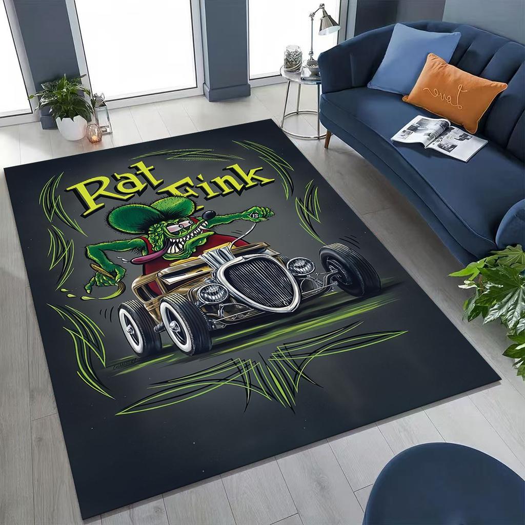 3D Бунтарский RAT FINK Автомобили Знак Мультяшный Ковер для Спальни Гостиной Дивана Дома Декор Приветственный Коврик, Большой Детский Игровой Нескользящий Напольный Коврик