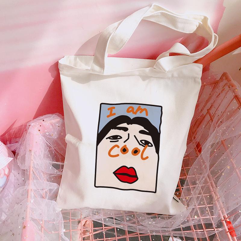 Сумка-тоут I Am Cool Funny Graphic Girls из холста Kawaii Cute Printed Korean Fashion Сумки через плечо Ullzang Сумка Harajuku Ulzzang