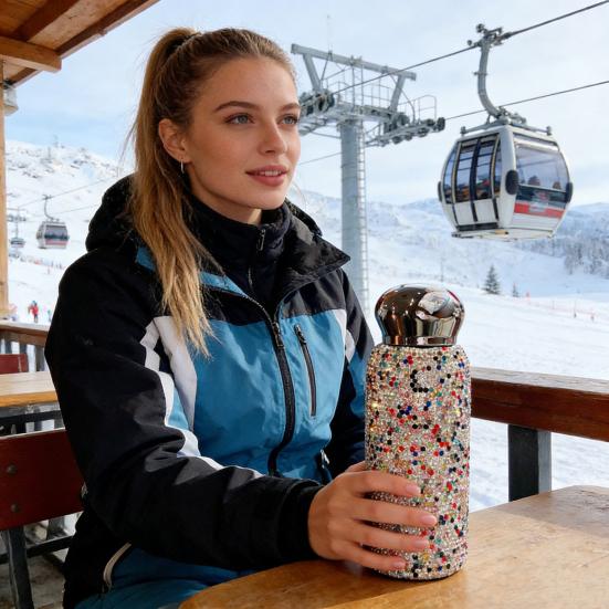 Термокружка со стразами, мини-термос из нержавеющей стали, портативная блестящая дорожная кружка, роскошный подарок для женщин