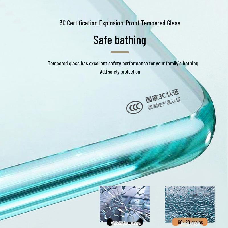 Fan-Shaped Enclosed Shower Room with Base Tray for Home Use
