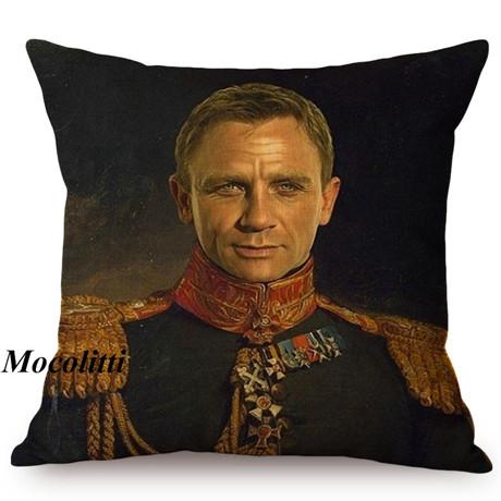 Military Generals Oil Painting Art Decorative Throw Pillow Case Celebrity Star General Costume Design Bedroom Sofa Cushion Cover