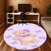 1PC Teddy Bear Bow Purple Round Chair mat Area Rug - Non-Slip, Floor Mat for Office, Bedroom, home decor Christmas Gift c0528025