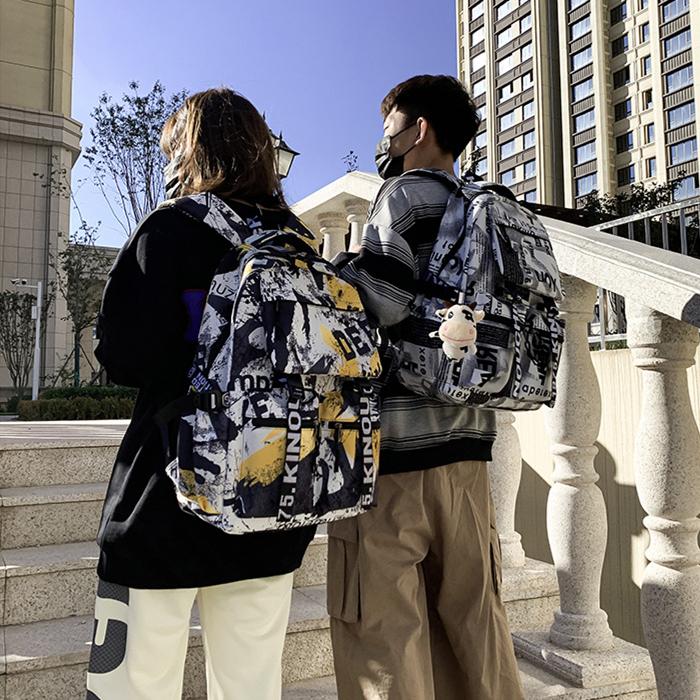 Men Black Backpack Unisex Travel Fashion White Backpack Students Teenager Boys Girls School Bags Canvas Waterproof Bag