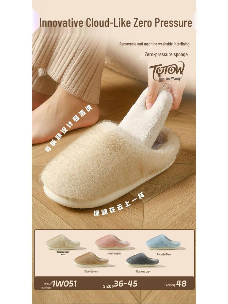 2025 Tuotuo Wang Odor-Resistant Warm Non-Slip Slippers with Removable Thickened Soles for Men and Women