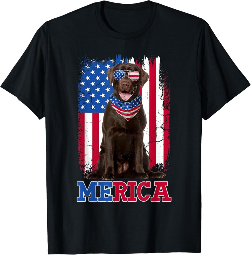 4th of July USA Patriotic Chocolate Lab Gift Unisex T-Shirt Mens Womens Tees Top