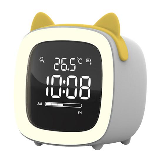 Cartoon Rabbit Ear Shape Rechargeable Digital Display LED Nigh Light Alarm Clock