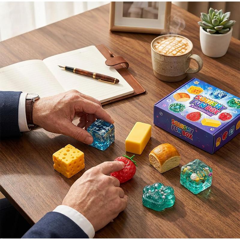 8-piece Set Mystery Squishy Box Malt Sugar Stress Relief Toys, Soft Stretchy Sensory For Anxiety Adults And Teens Party Gifts