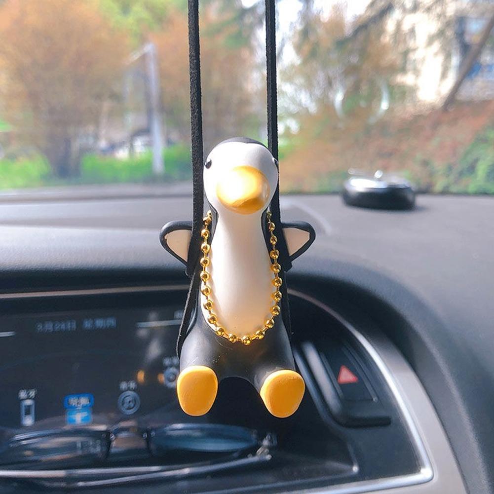 Крутая подвеска в виде пингвина на автомобиль, забавная подвеска в виде пингвина на автомобиль, подвеска на зеркало заднего вида, симпатичное украшение в виде пингвина на автомобиль