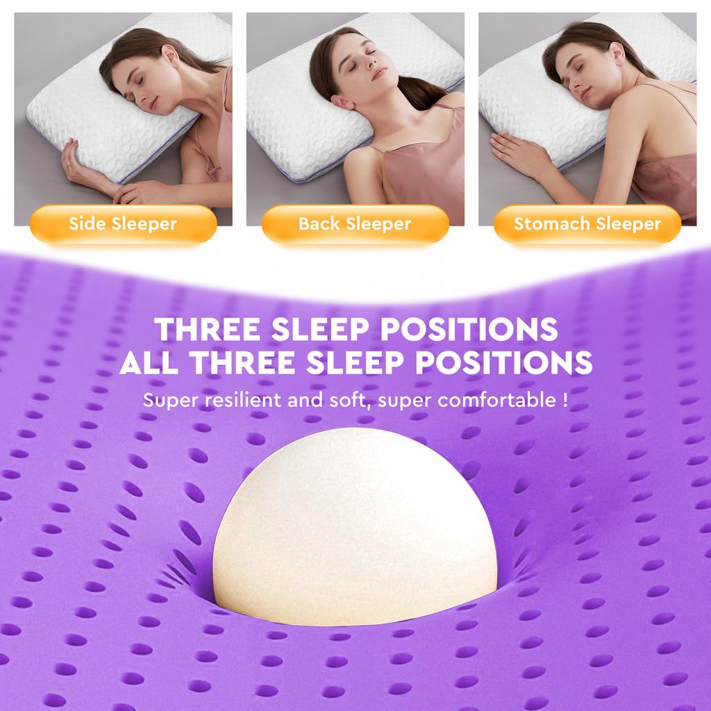 Interi Purple Pillow Queen Size Охлаждающая подушка с эффектом памяти с ароматом лаванды для сна на боку Поддержка спины Облегчение боли в шее