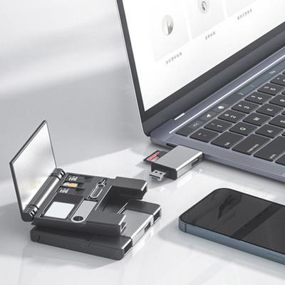 Многофункциональный картридер, футляр для хранения для ноутбука Type-C, TF/SD-картридер, USB 2.0-адаптер, OTG-адаптер, карта Pin, простая передача данных, кардридер