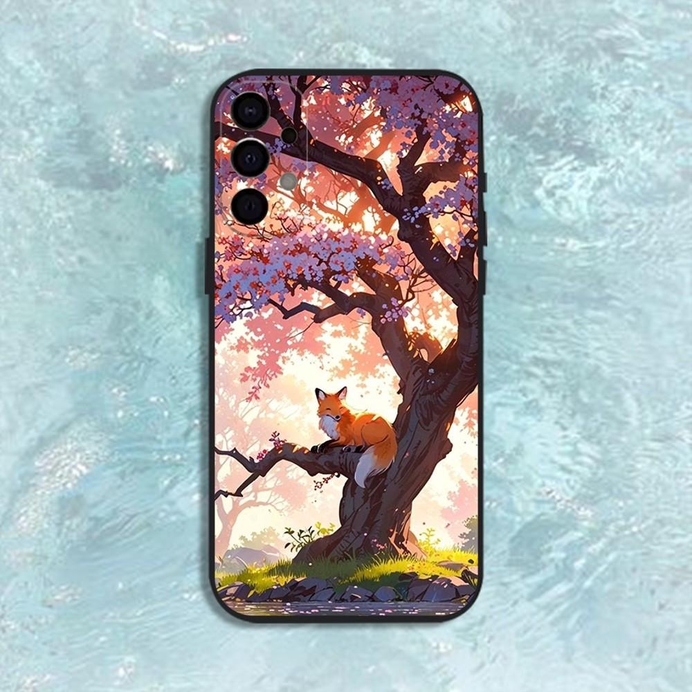 Cute Cartoon Animal Fox Phone Case For Samsung S25,S24,S21,S22,S23,S30,Ultra,S20,Plus,Fe,Lite,Note,10,9,5G Black Cover