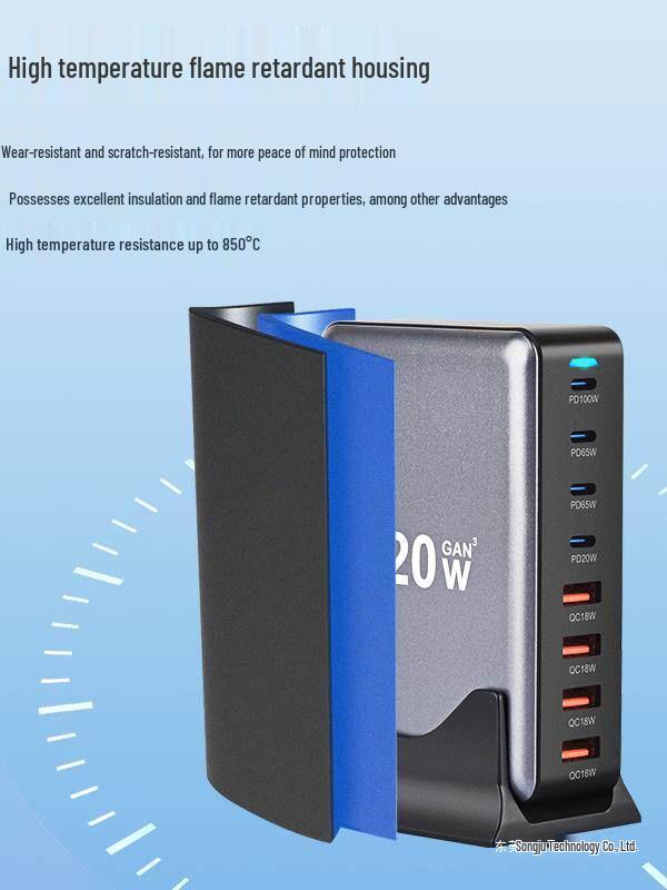 Многопортовое USB-зарядное устройство GaN мощностью 200 Вт с быстрой зарядкой PD100W