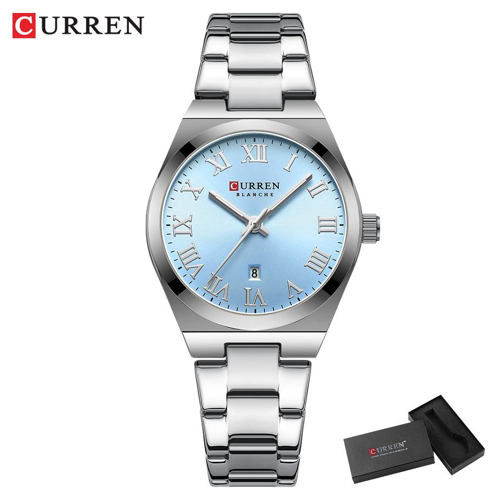 CURREN Brand Women's Stainless Steel Strap Watch with Roman Numerals Elegant & Grand Perfect Gift with Box