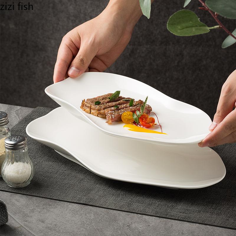 Creative Irregular Ceramic Dinner Plate Fish Plate Sushi Plate Dessert Snack Plates Salad Plates Restaurant Specialty Tableware