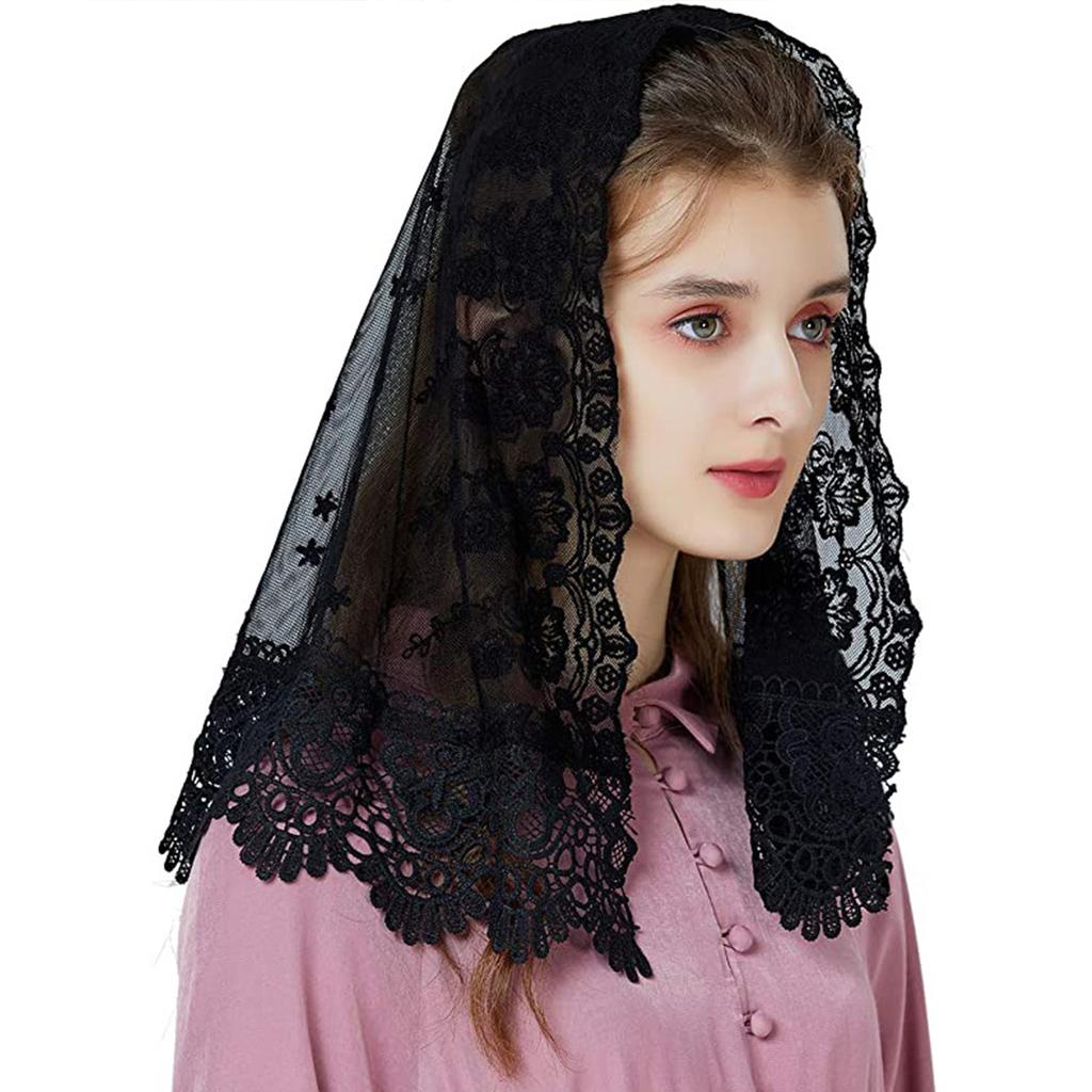 Ladies Lace Headscarf Wedding Party Floral Pattern Scarf Lightweight Lace Bandana for Hot Weather Sunproof Supplies