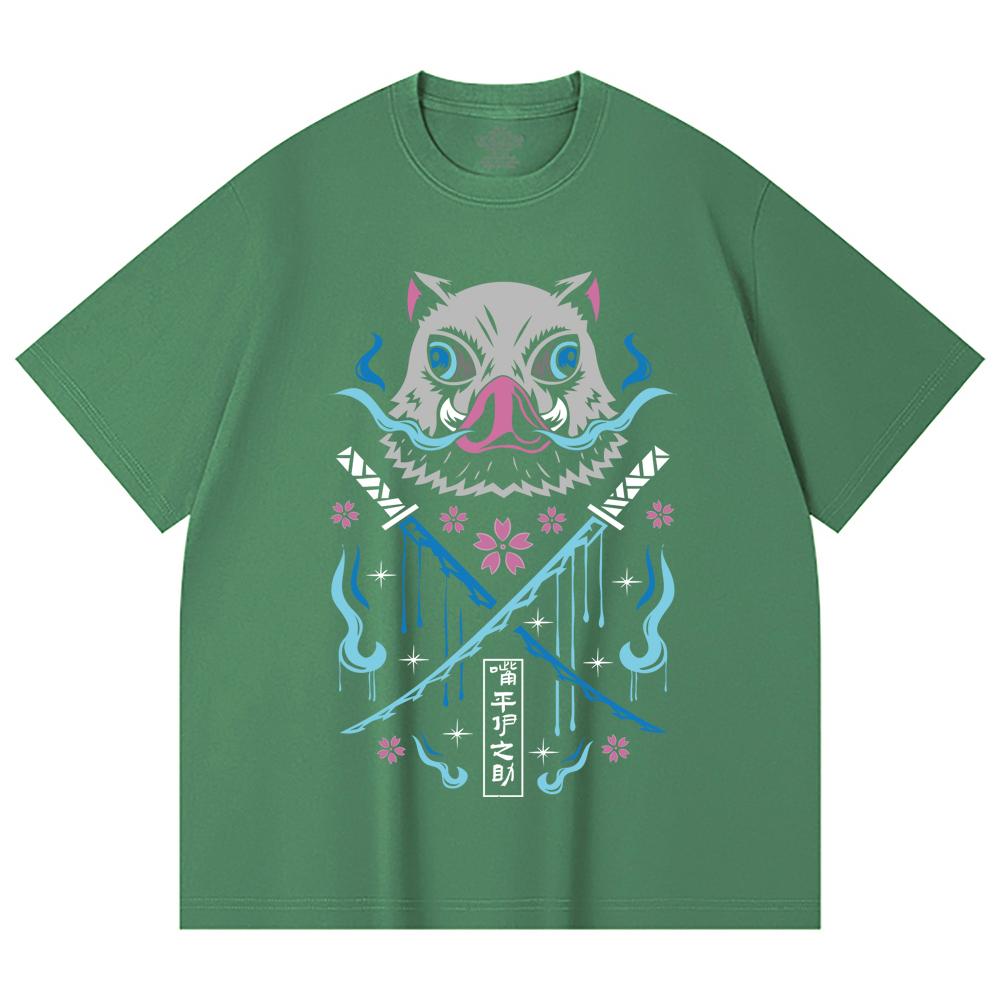 230 Gsm 100% Cotton Demon Slayer V97 Inosuke Print Unisex Heavy Cotton T Shirt