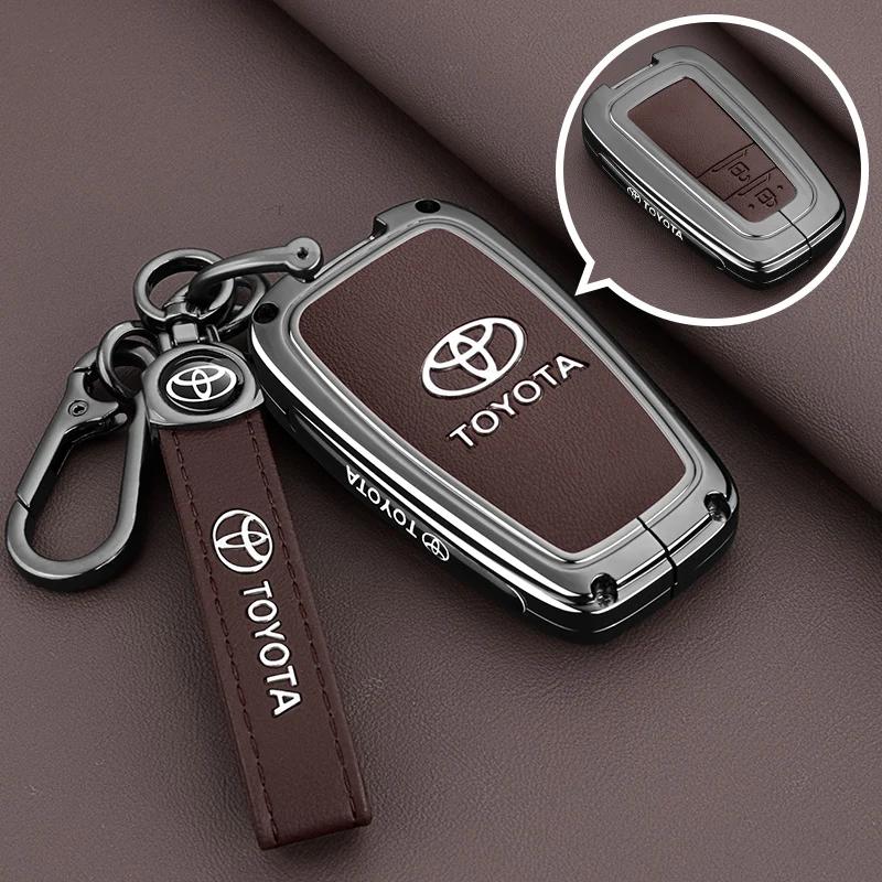 QHJS9 Leather Car Key Case Cover Shell for Toyota Alphard Crown Vellfire Previa - Anti-Scratch Key Protector with Keychain