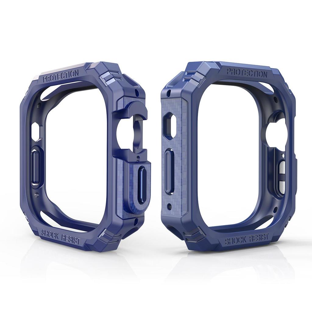 Military Toughed Frame Case for Apple Watch Ultra Series 8 7 6 SE 5 Carbon Fiber Texture Bumper Metal Button 49mm 40 41 44 45mm