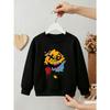 Girl's Round Neck Sweatshirt, Trendy and Quirky Graffiti Joyful Face Themed Girls' Sweatshirt Apparel