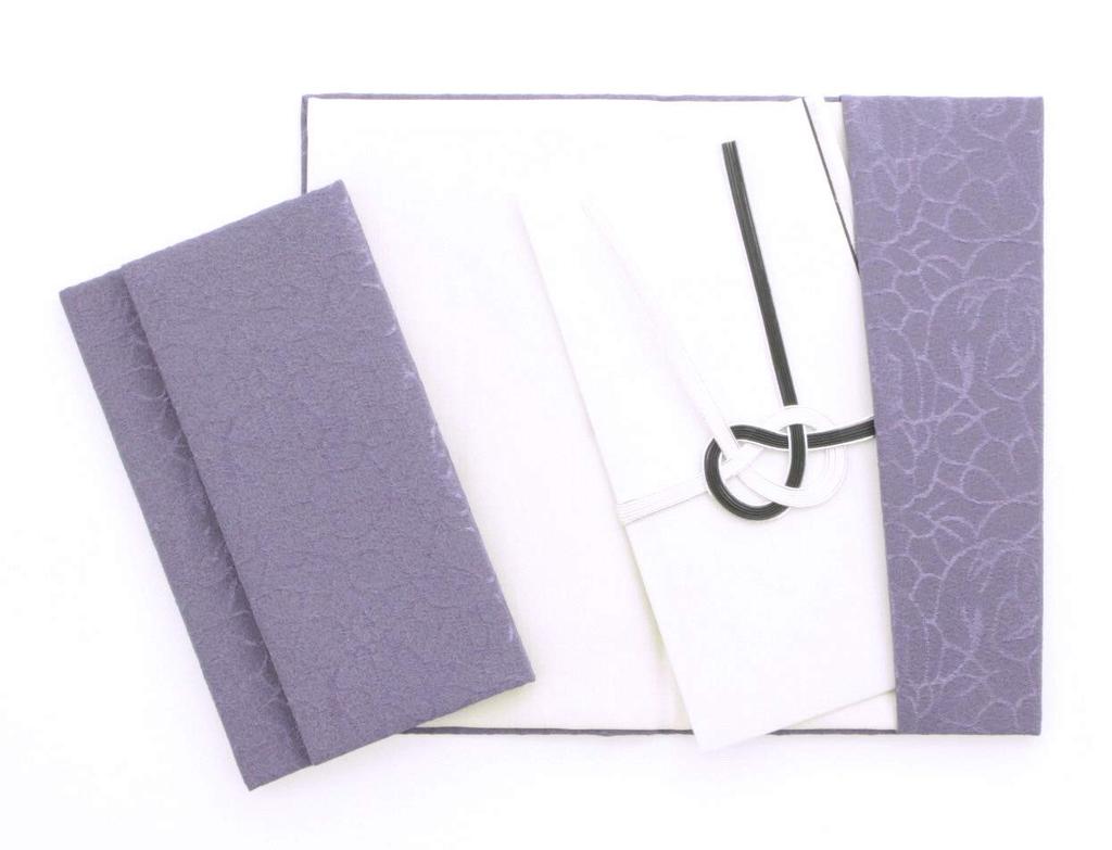 Taiko Sangyo Chirimen Silk Fukusa (Crepe Silk Fabric) Soft Set with Gold Envelope and Prayer Beads Case, Made in Japan, Purple