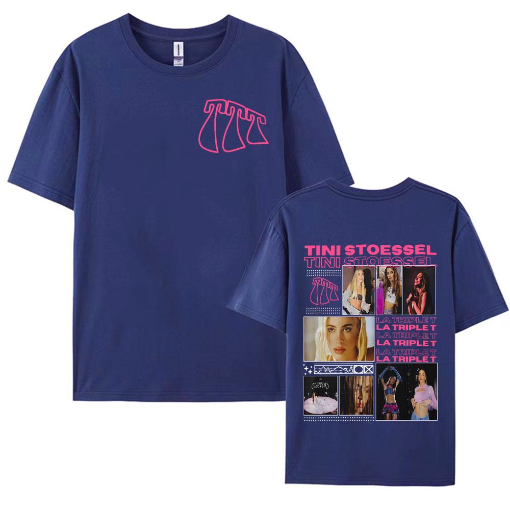 Певица TINI STOESSEL La Triple T Футболка с принтом из тура по альбому Модная Эстетика High Street Футболка Унисекс Женская Повседневная 100% Хлопок Футболка