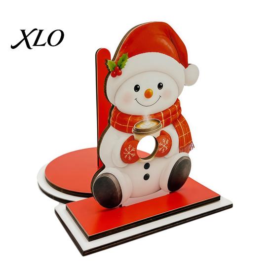 Weighted Base Paper Holder Christmas Wooden Towel Holder, Decorative Vertical Roll Dispenser, Stable Tissue Rack Organizer for Holiday Table