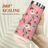Vintage Floral Print Stainless Steel Insulated Coffee Tumbler Reusable Vacuum Thermal Cup,Portable Leakproof Drink Mug for Women Travel Gift