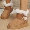 New Casual Flocking Winter Warm Ankle Length Snow Boots Women Shoes 2025 Bow Tie Thicken Female Short Boots Ladies