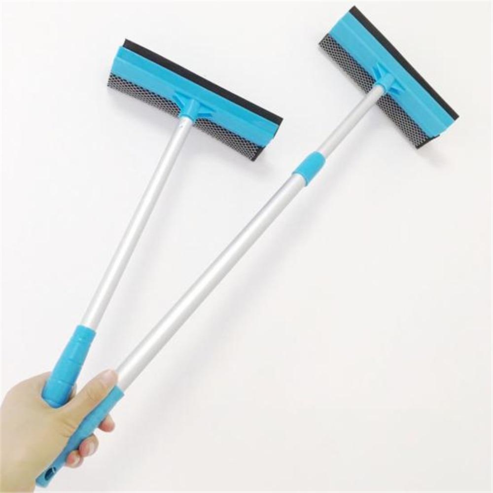 Window Cleaner with Retractable Handle Glass Doors Mirrors Natural Rubber Scraper Adjustable Length Window Wiper