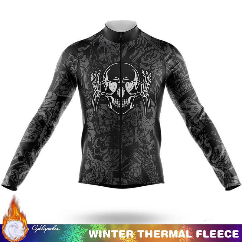 SKULL Winter Thermal Fleece Cycling Clothing Men's Jersey Man Maillot Mountain Bikes Outfit Ciclismo Hombre Mens Biking Clothes