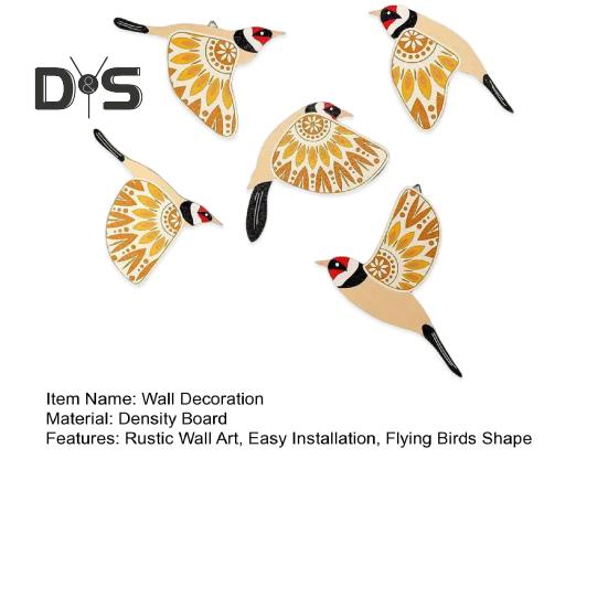 5 Pcs Wooden Bird Decor Rustic Flying Birds Wall Decoration Home Office Wall Art Bird Ornaments Gift for Bird Lovers