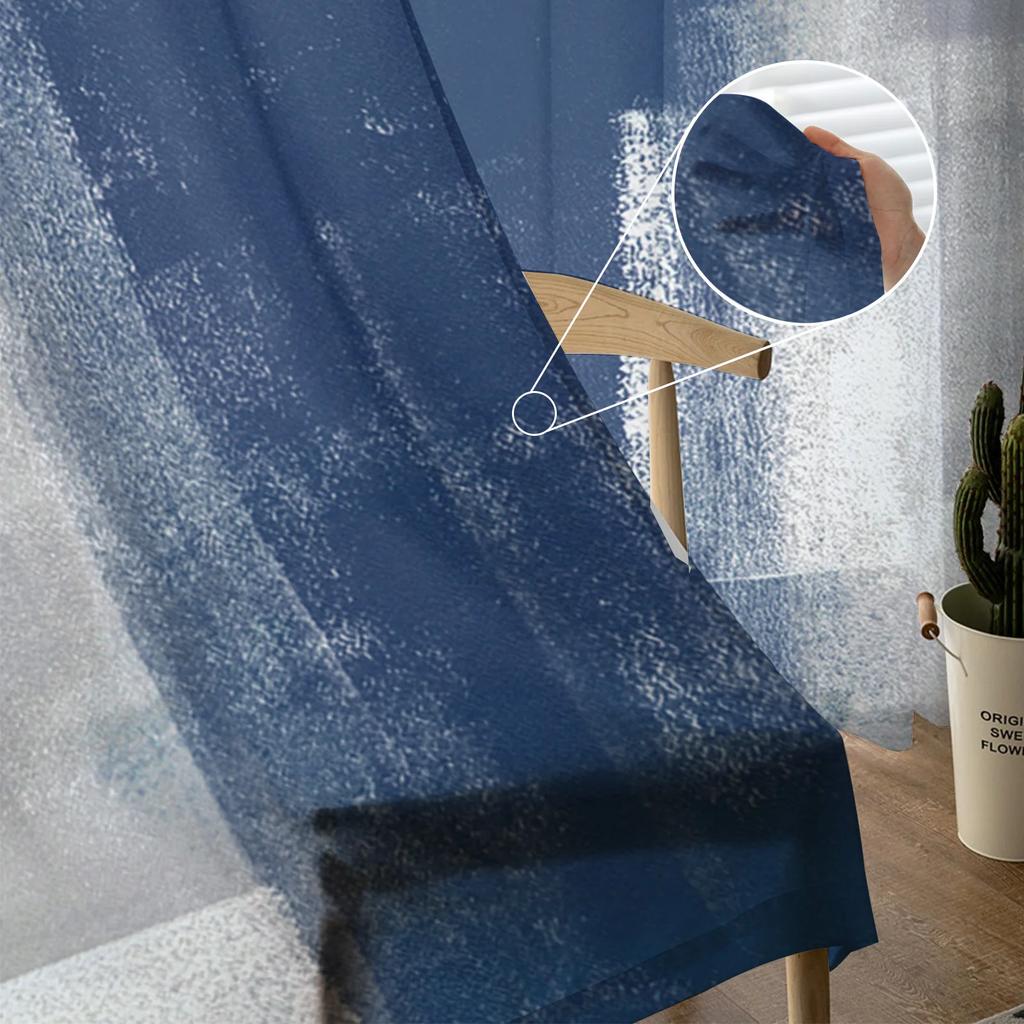 Синий Серый Абстрактная Художественная Текстура Вуаль Прозрачные Шторы Гостиная Окно Шифон Тюль Шторы Кухня Спальня Шторы Домашний Декор