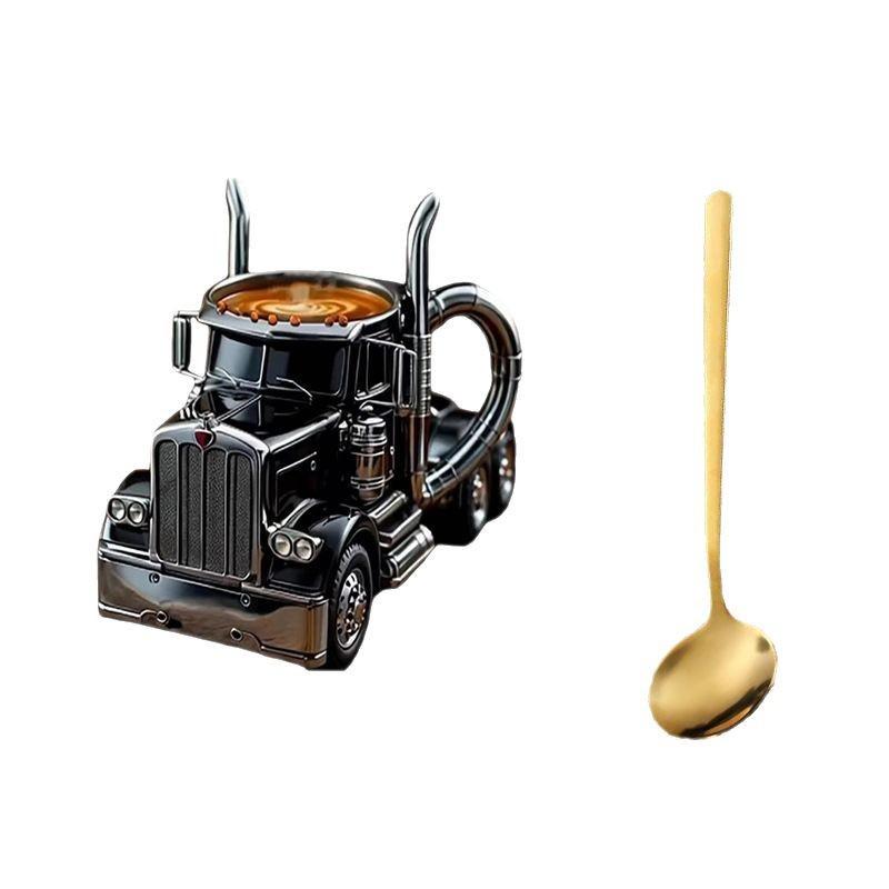 Resin Truck Coffee Cup Decorative Figurine Desk Home Office Living Room Modern Minimalist Desktop Ornament