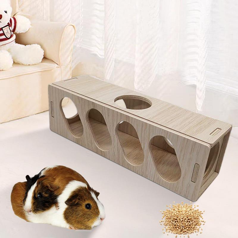 Hamster Toys Tunnel Escape Toy Hamster Wooden Hide House Multipurpose Safe Using Wooden Toys For Kittens Rabbits Weasels