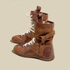 Sheepskin Version~ Retro Versatile Matte Leather Boxing Boots Women's Strap Side Zipper Outer Wear Mountaineering Training Martin Boots.