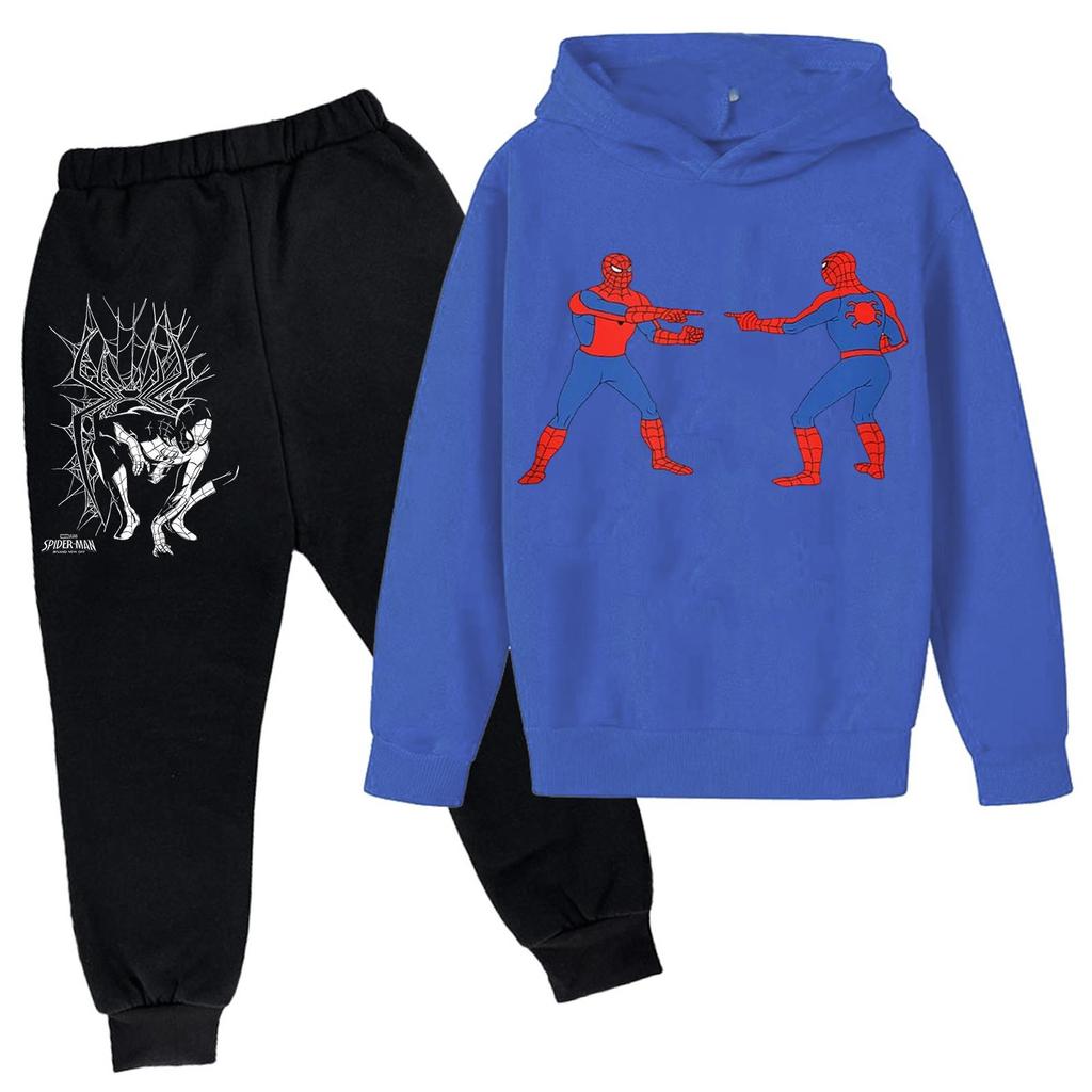 Kids Printed Hoodie and Sweatpants Set Long Sleeve Loose Fit Pullover Outfit for Boys and Girls